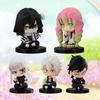 5pcs/Set Cute Cartoon Sitting Pose Figure Tanjiro Nezuko Zenitsu Inosuke Pvc Car Desktop Ornament Collectible For Anime Fan Gift