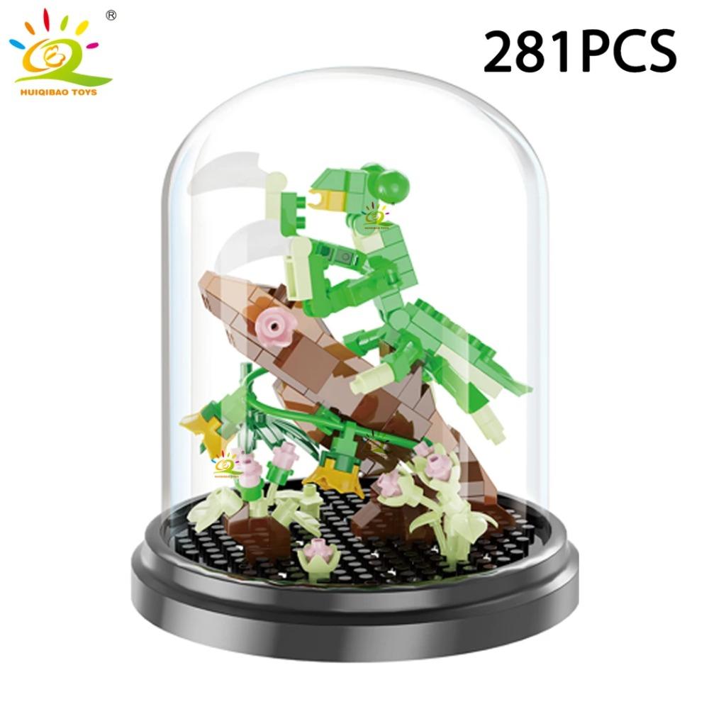 HUIQIBAO Moc Insect Flower Model Building Block Butterfly Plant Decoration City Construction Toy Kids Adult DIY Romantic Gift
