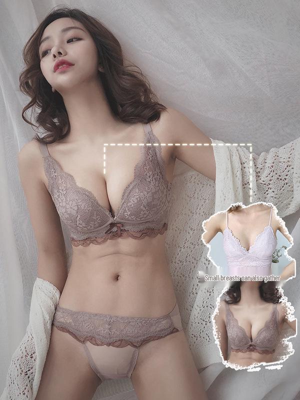 Sexy Lace French Bra & Panty Set: Enhances Small Bust, Reduces Side Boobs, Anti-Sag, Shaping