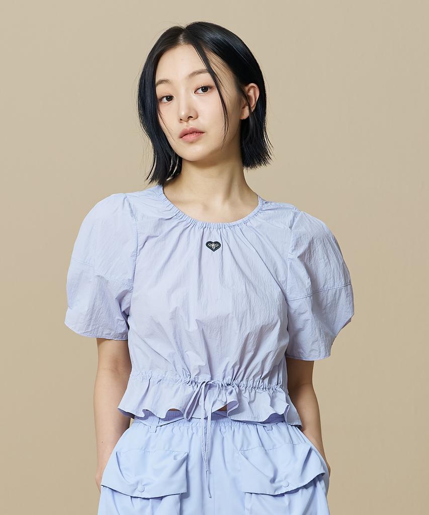 BBC EARTH W Shirred Ribbon Woven Short Sleeve_Lilac