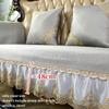 Summer Cool Ice Silk Fabric Slipcover European Luxury Lace Edge Sofa Cover Non-slip Living Room Sofa Protection Seat Cushion