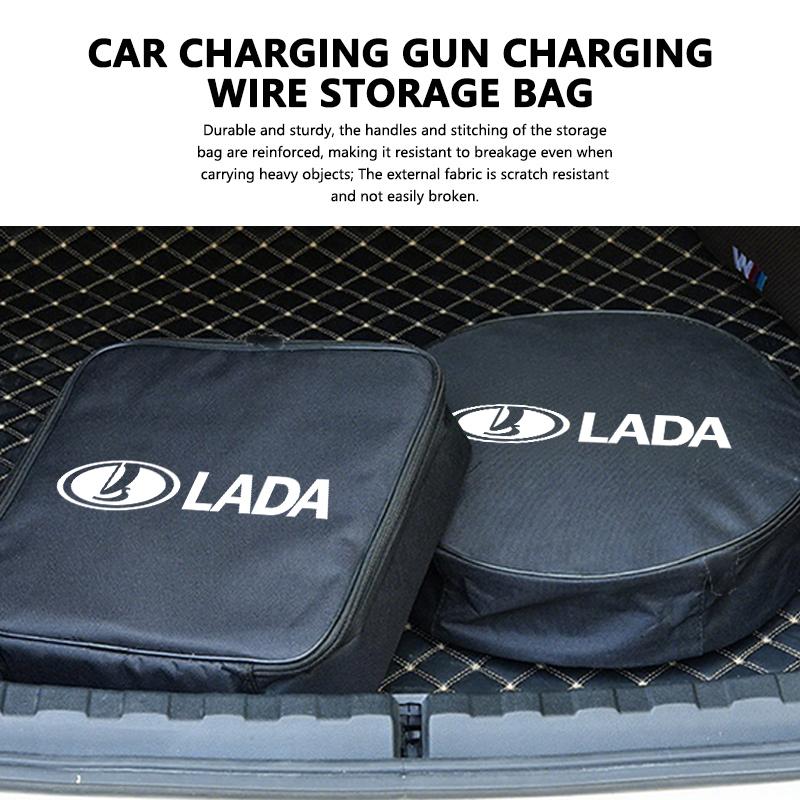 EV Car Charging Cable Storage Bag Waterproof Rechargeable Gun Organizer For Lada Niva Vesta Granta Riva Samara Priora 4x4 Urban