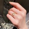 True Gold Electroplated Copper Micro-set Zirconia Petal Cat's Eye Stone Heart-shaped Ring - Personalized Finger Ring