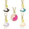 Cute Alloy Cartoon Alice Necklace Creative Colorful Clock Pendant Gifts for Female