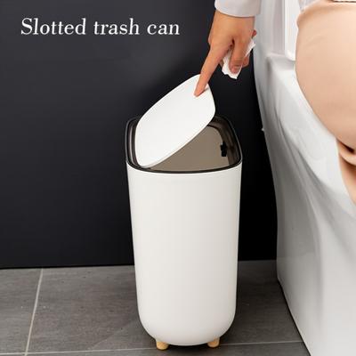 Rectangular Plastic Trash Can, Garbage Basket With Press Type Lid, Trash Can For Bathroom, Bedroom, Craft Room, Office, Bathroom Organizers & Storage