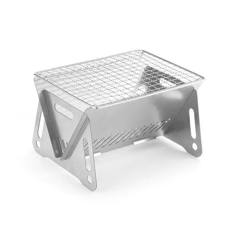 Portable Outdoor Folding Stainless Steel Grill and Firewood Stove for Camping