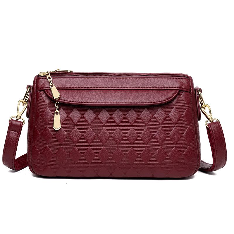 

Trendy pu leather gentle and versatile design single shoulder crossbody small square bag темно-червоний колір