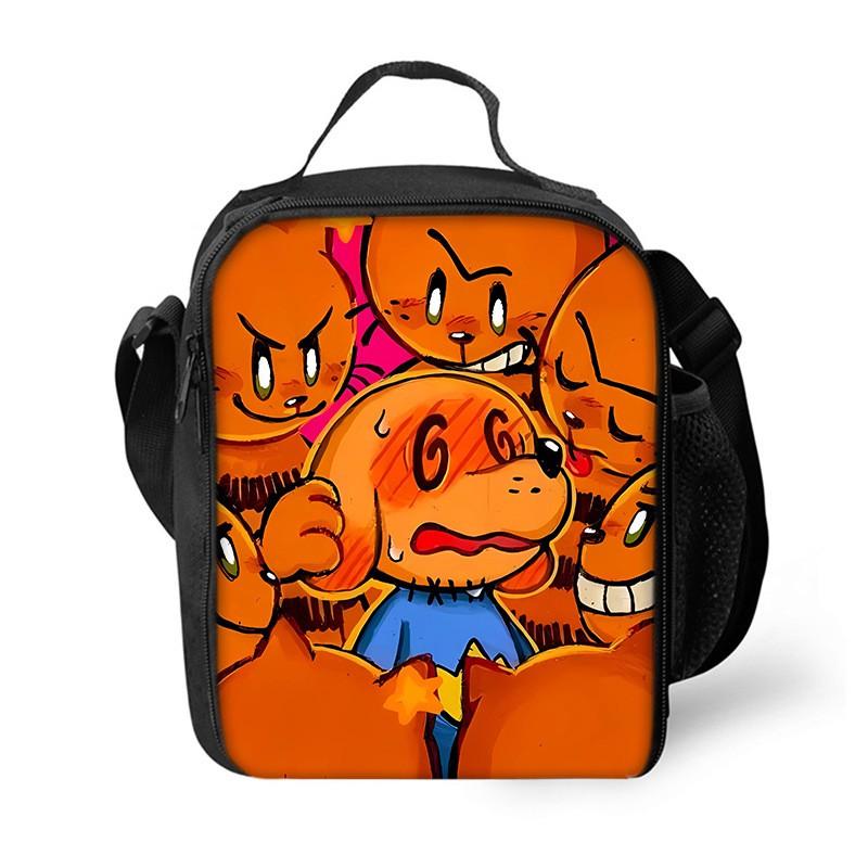 Dog Man Themed Lunch Bag Kids - PVC Insulated Crossbody Shoulder Street Style School Accessory