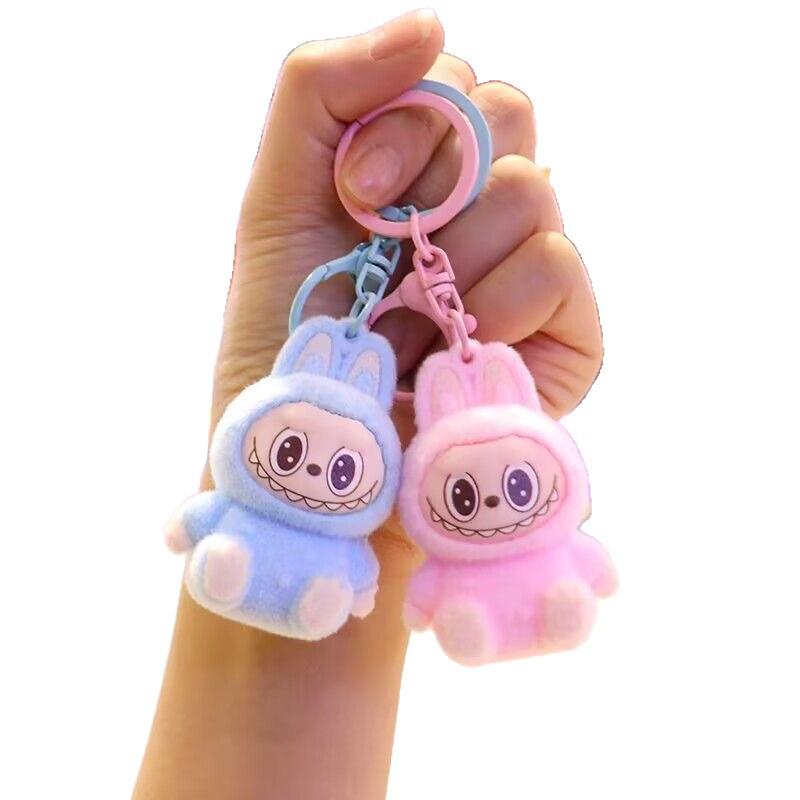 Flocked Labubu Mini Keychain & Car Pendant