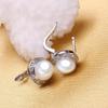 Fresh White/Pink Simulated Pearl Earrings for Girls Inlaid White CZ Fashion Versatile Women Jewelry