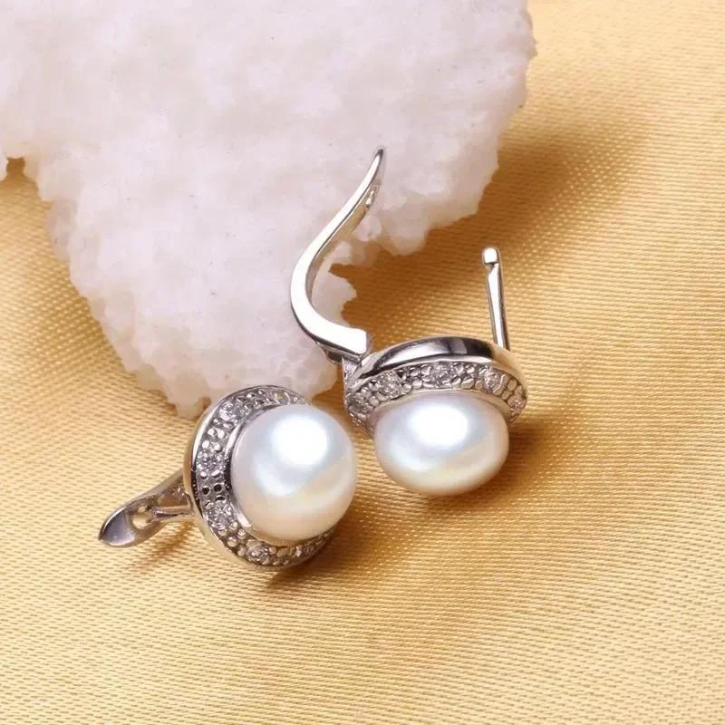Fresh White/Pink Simulated Pearl Earrings for Girls Inlaid White CZ Fashion Versatile Women Jewelry