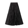 Women's Spring Summer Solid Pleated Half-body Skirt A-Line Long Skirt Female Elegant Casual  Skirt