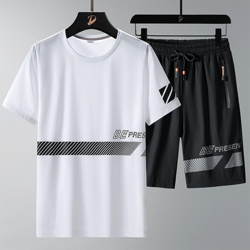

Men T Shirt Suit Shorts Tshirt Set Oversize 6XL 7XL 8XL Plus Size Short Sleeve Black T-shirts Summer Fashion Loose Dropshipping S белый