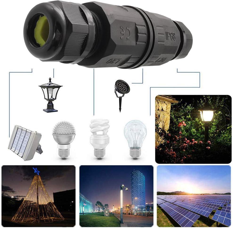 Waterproof Connectors CTRICALVER 3 Pin Push-in Terminal, L20 Direct Through, IP68, For Cable Diameter