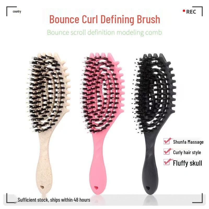 Cross-Border Bounce Large Wave Styling Comb - Fluffy, High Skull Top, Hollowed Rib Massage Brush