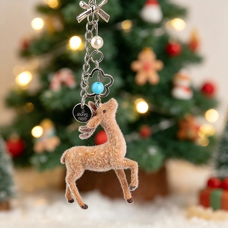 Cute Portable Deer Keychain 11.5Cm Length Korean Style Diy Bead Case Handmade Bag Pendant