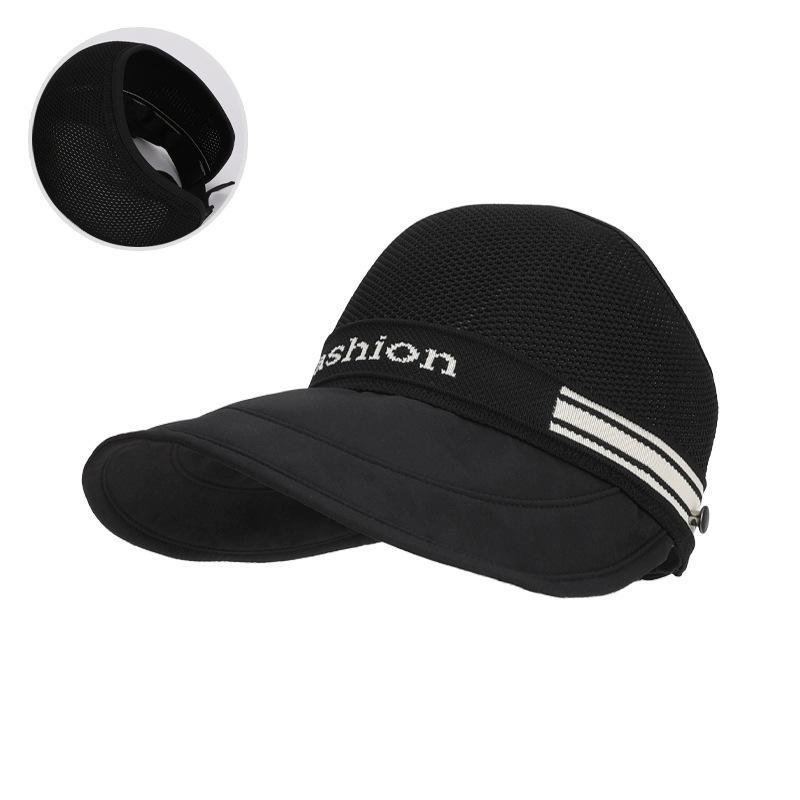 New summer hollow breathable hat women's large brim face covering sunscreen hat outdoor travel fashion versatile sun hat