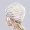 Women Winter Hand Knitted Genuine Mink Fur Hat Natural Warm Good Elasticity Fur Cap Russia Lady Quality Real Mink Fur Hats