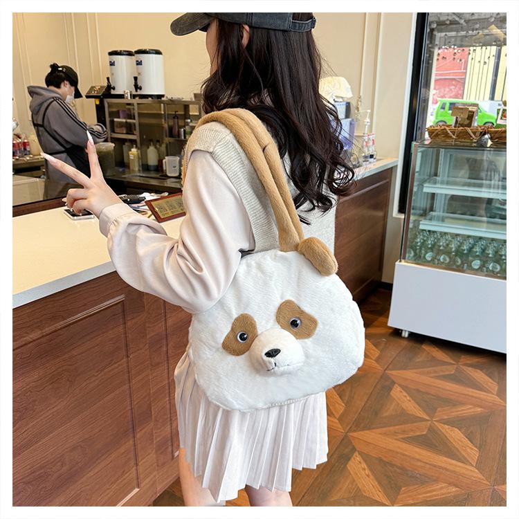 Simulated Panda Plush Cartoon Backpack Children's Schoolbag Cute Crossbody Shoulder Bag Girl Hand Gift Doll Machine