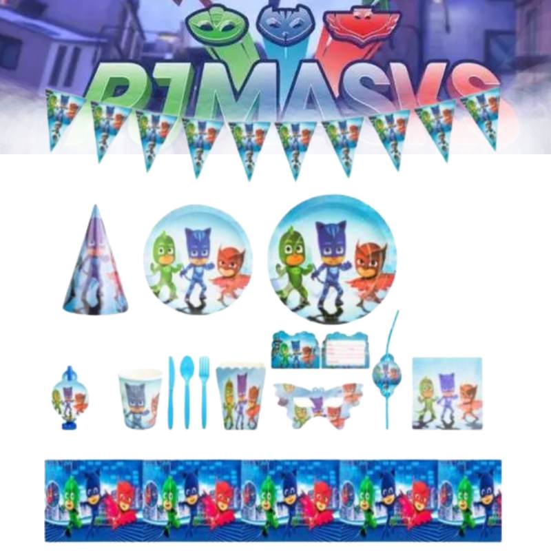 Kids Pjmask Birthday Party Supplies Tableware Decoration Plates Cartoon Cups