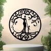 Handmade Iron Tree of Life Wall Art, Black Yoga Meditation Decor for Living Room Bedroom, 12.2x12.2in