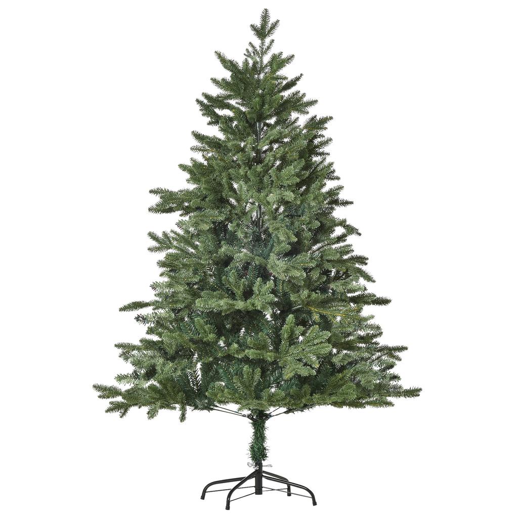 Artificial Christmas Tree 150 cm Artificial Fir Tree with 444 Tips, 3 Different Leaf Shapes, Flame-Retardant