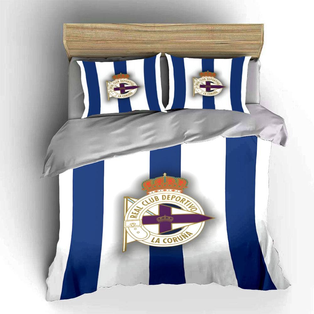 Blue-white stripes, club emblem. Bedding sets Duvet cover sets Duvet covers Pillowcases(1 * Duvet Cover 2 * Pillowcases without duvet insert)