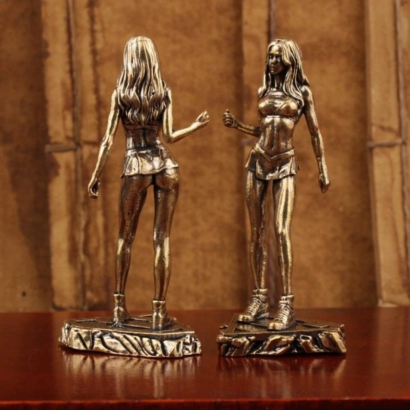 Vintage Bikini Güzeli Heykelciği - Art Deco Metal Ev Ofis Dekorasyonu Hediye