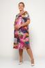 Women's Big Size Dress Plus Patterned Oversized Plus Size Digital Patterned Viscose Short Sleeve Dress