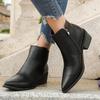 2026 Damen Dicke Absätze Synthetisches Leder Knöchelboots Mode Spitze Zehenspitze Büro Kurze Stiefel Herbst Winter Große Größe 43 Damen