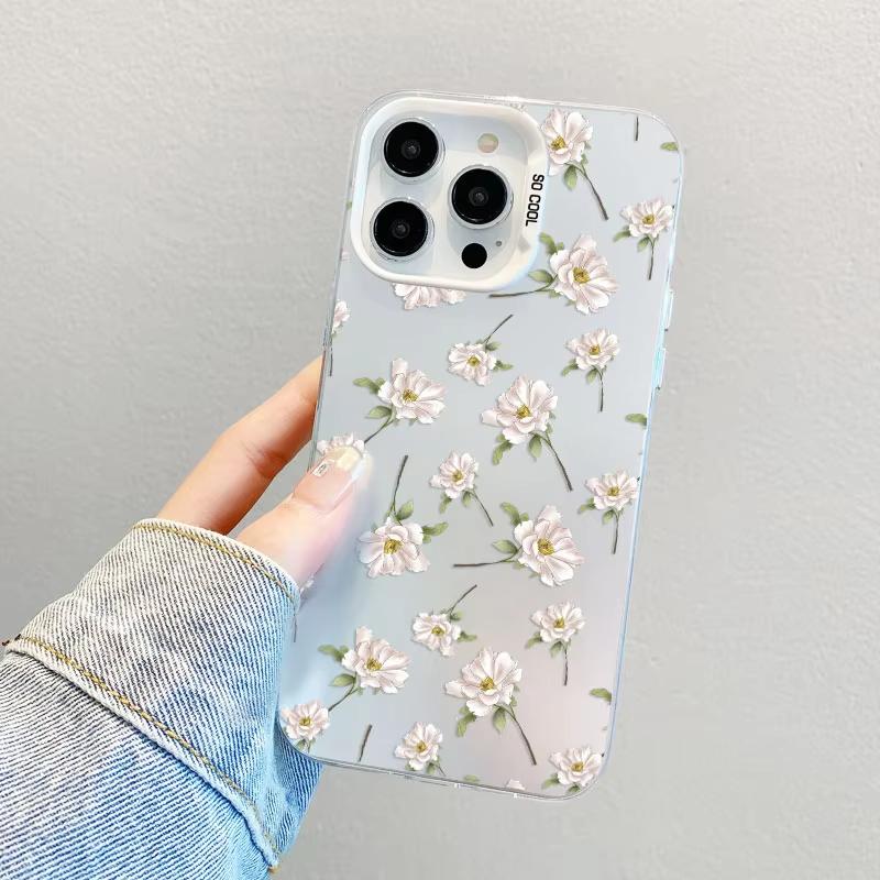 

Fresh Small Flower Graphic Phone Case For iPhone 17 Pro Max 16 15 Pro 14 13 Mini 12 11 XR XS 17Air Plus Hard Matte Cover iPhone 14 Pro Max