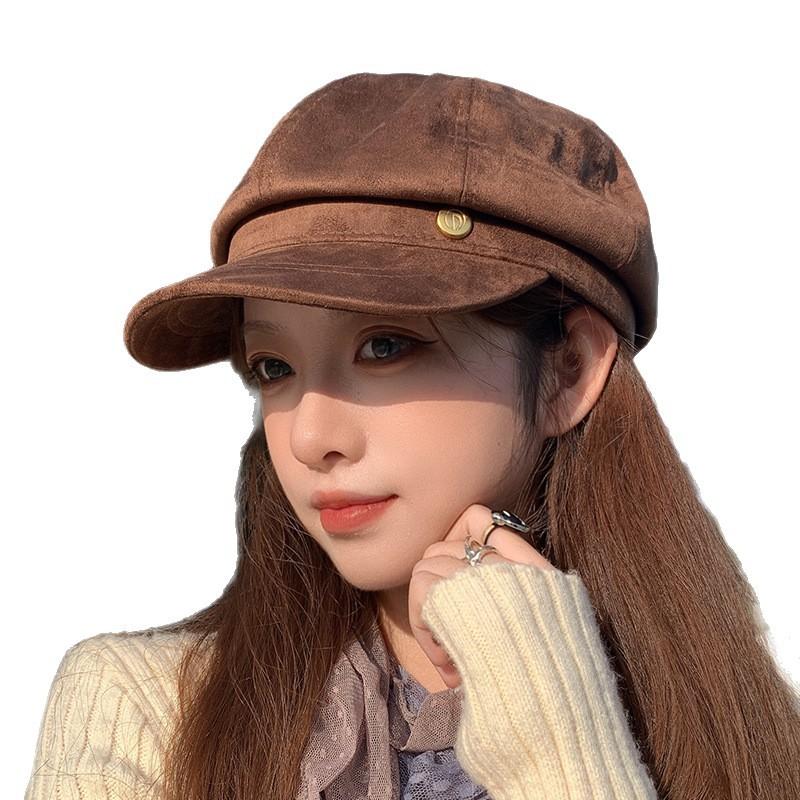 Retro versatile face small beret children spring autumn and winter British big head circumference octagonal hat newsboy cap