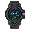 Herren 56mm Analog Digital Militär Sportuhr 50M Wasserdicht LED-Hintergrundbeleuchtung Dualzeit Stoppuhr Wecker Kalender Leicht Outdoor Schwarz