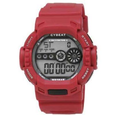 J-AXIS მამაკაცის SCY04-RE (CYBEAT ციფრული წითელი მზის ალი) მრგვალი საათი წითელი ციფრული