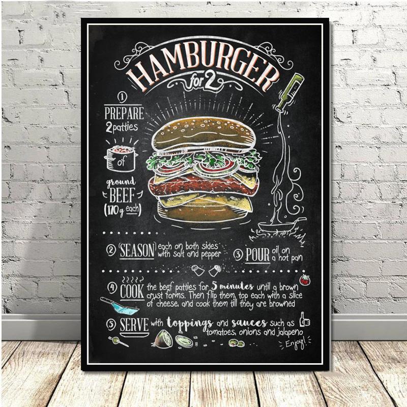 

Бургер, хот-дог, кухня, Интернет-кафе, западный ресторан, холст, живопись, постеры, принты, настенные художественные фотографии для декора гостиной 60*90cm