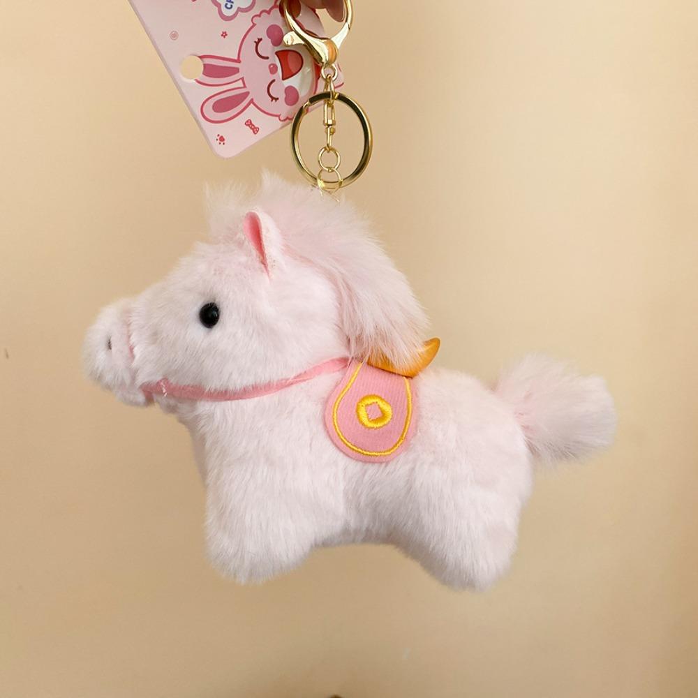 Cute Plush Horse Keychain Creative Chinese New Year Gift Funny Yuanbao Pony Pendant  Birthday Gift