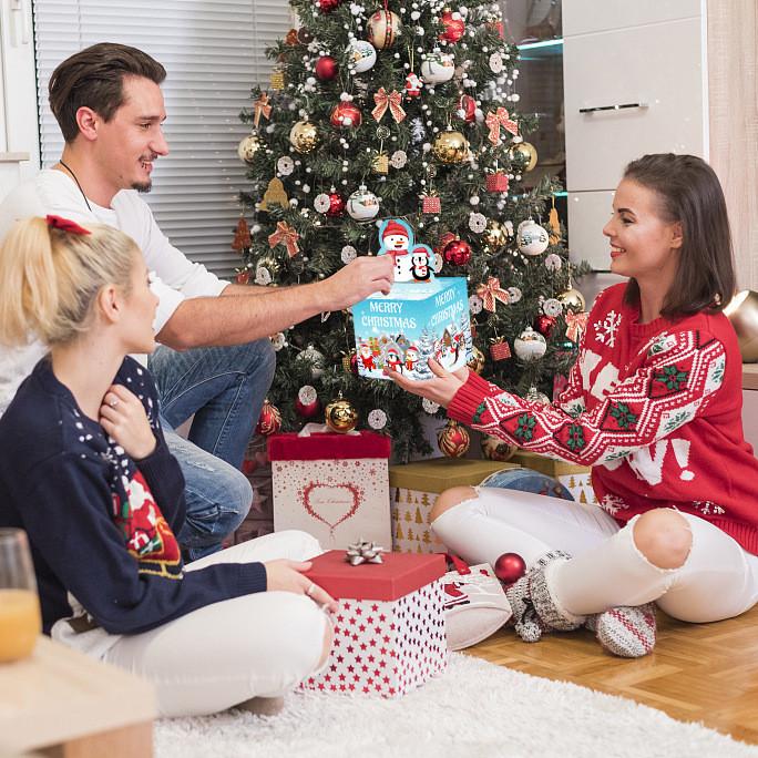 Penguin Christmas Snowman Design Gift Box For Seasonal Festival Celebration