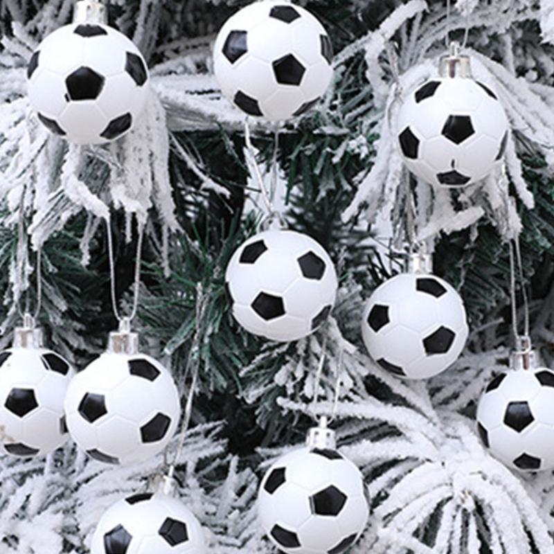 12 Stück Weihnachtsbaumkugeln Fußball Kugel Hängeornament Weihnachtsbaumschmuck für Winterurlaub Party Dekoration