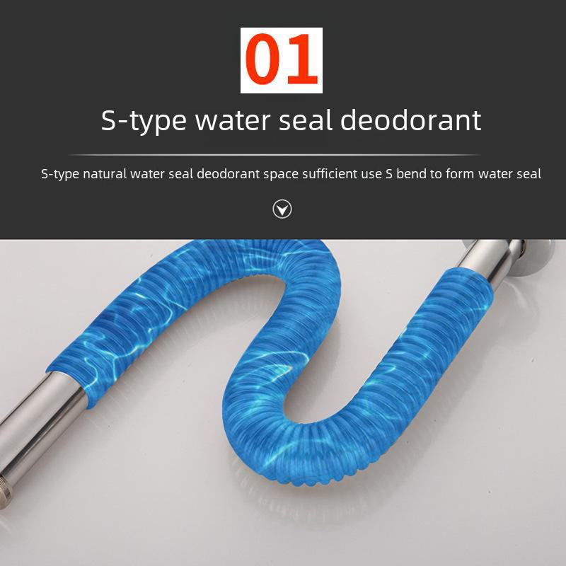 Nerezový odpadní potrubní sifon umyvadla a příslušenství z vlnité trubky