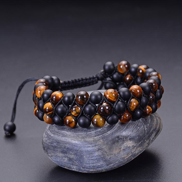 JYL TS Bracelet Couple s Crown  Adjustable Braided Strengthens Love & Harmony 6MM tiger eye