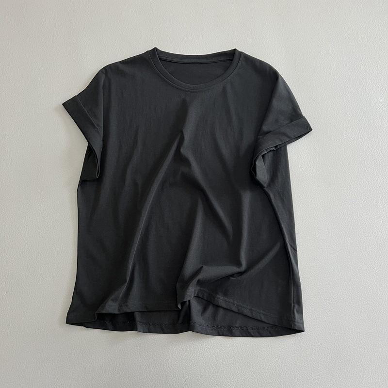 Women Summer Loose Round Neck T-Shirt Cotton Short Sleeve Casual Base Layer Tops