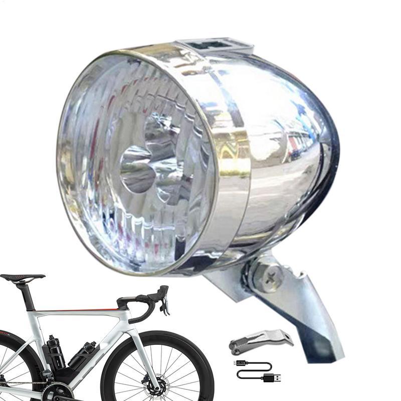 Retro Bike Headlight USB Charging Classic Mountain Bike Front Light 3 Led Bulbs Bicycle Front Lighting for Cycling Accessories