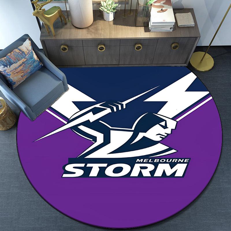 Melbourne Storm Team Round Rug for Livingroom,Bedroom, Palyroom, Chair Rug, Area Rug, Circle Carpet, Fan Christmas Gift