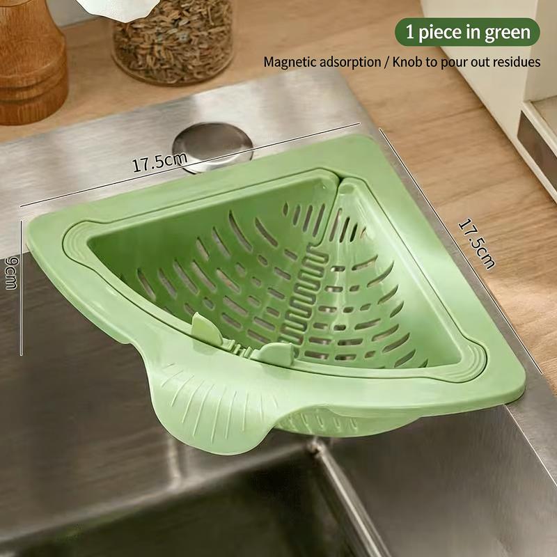 

Magnetic Sink Drain Basket Triangle Vegetable and Fruit Drainage Basket Food Waste Filter Collector Kitchen Storage Organizer