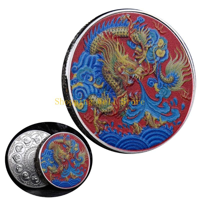 KX4B 2025 Chinese New Year Collectible for Dragon Year Souvenir Plated Coin Metal Lucky Ornament