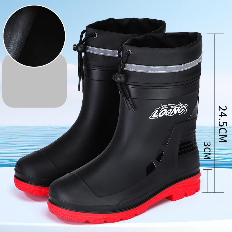 Fashion New Casual Men's Outdoor Rain Boots Men Middle Tube Hiking Fishing Water Shoes Anti-slip Chef Work Ankle Boot Waterproof Shoes