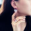 Kajia Vintage Ruby Crown Ring & Pigeon Blood Red Dress Stud Earrings Set for Women