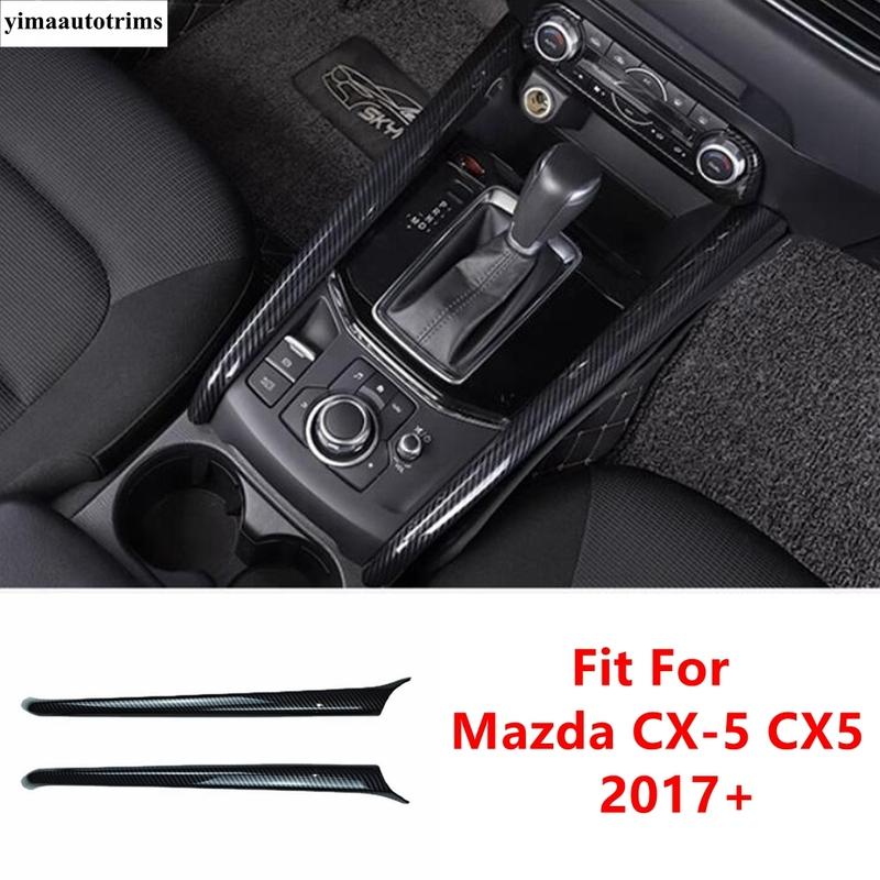 Car Central Control Gear Shift Box Panel Strip Decoration Cover Trim For Mazda CX-5 CX5 2017 - 2024 ABS Carbon Fiber Accessories