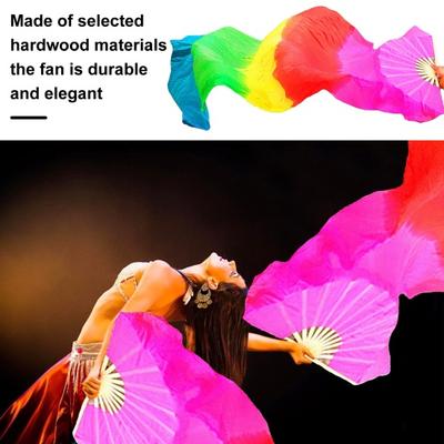 Belly Dancing Folding Practice Fan Three-color Easy Color Dancer Gradient Long Handheld