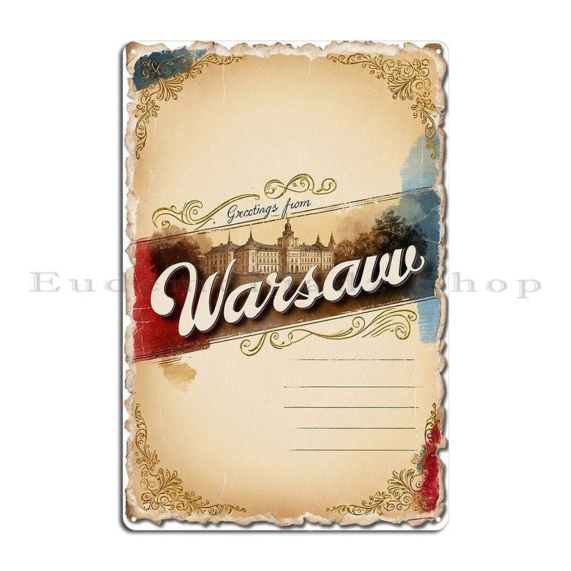 Warsaw Cityscape Art Vintage Travel Metal Plaque Club Printed Classic Vintage Cinema Tin Sign Poster 20x30cm(7.8x11.8inch)